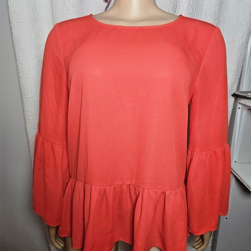 J. Crew Orange Red Flutter Sleeve Blouse